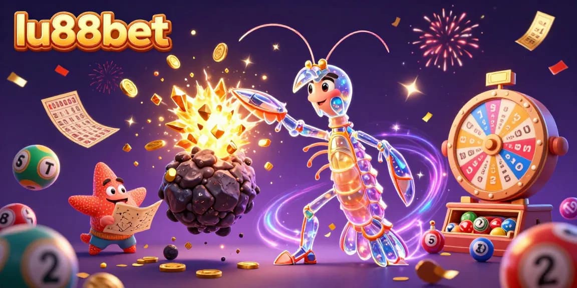 Engage with thrilling lu88bet gaming action involving vibrant slots, arcade prizes, and cosmic characters.