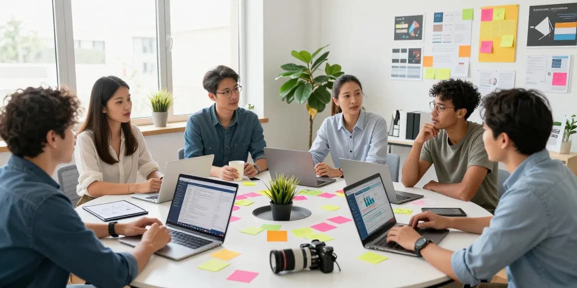 Team collaborating on digital marketing strategies related to ia +18.