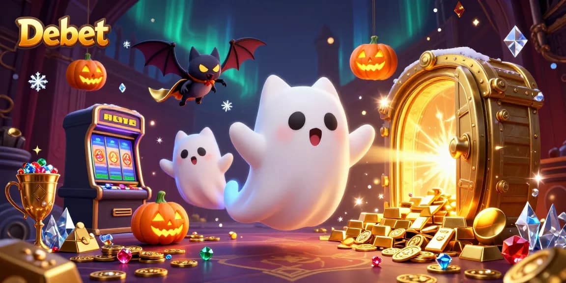 Bet on Debet with a friendly ghost cat and bat in a haunted casino adventure
