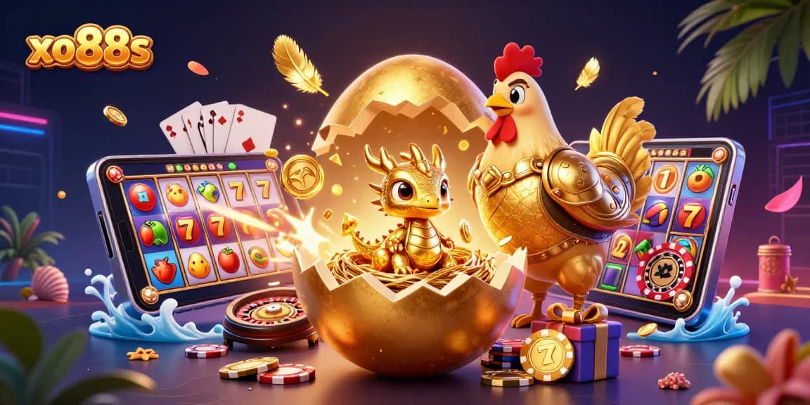 Experience thrilling gameplay at xo88s with a baby dragon guarding casino treasures and exciting games.