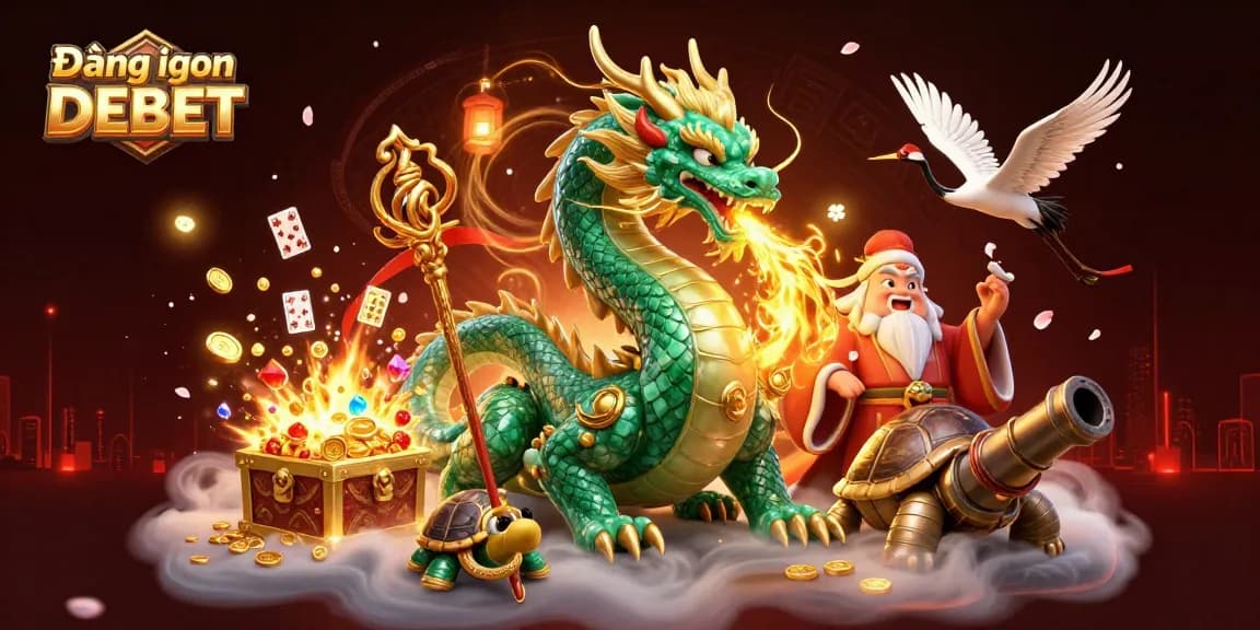 Experience the thrill of Đăng nhập DEBET with vibrant casino elements and engaging 3D characters in a rich environment.