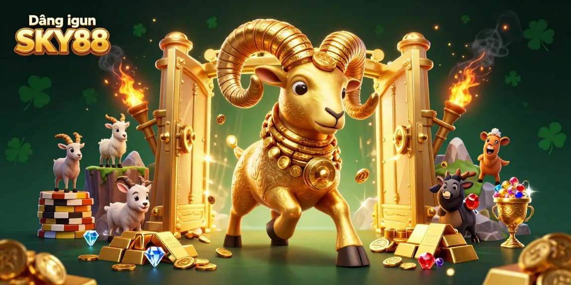 Experience exciting games with Đăng nhập SKY88, featuring rich 3D elements and dazzling golden treasures.