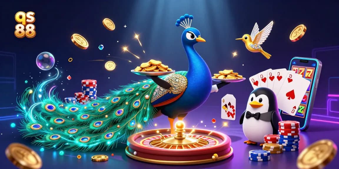 Engage in thrilling gaming experiences at qs 88 with vibrant 3D illustration featuring casino elements.