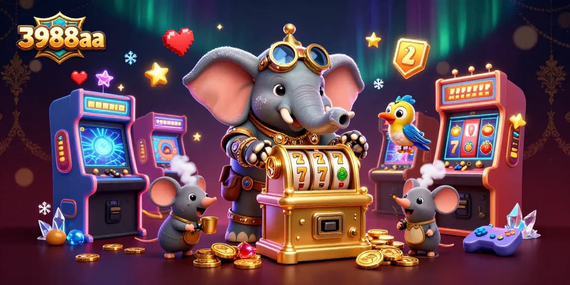 Experience winning moments at 3988aa with a vibrant steampunk casino scene featuring fun slot machines.