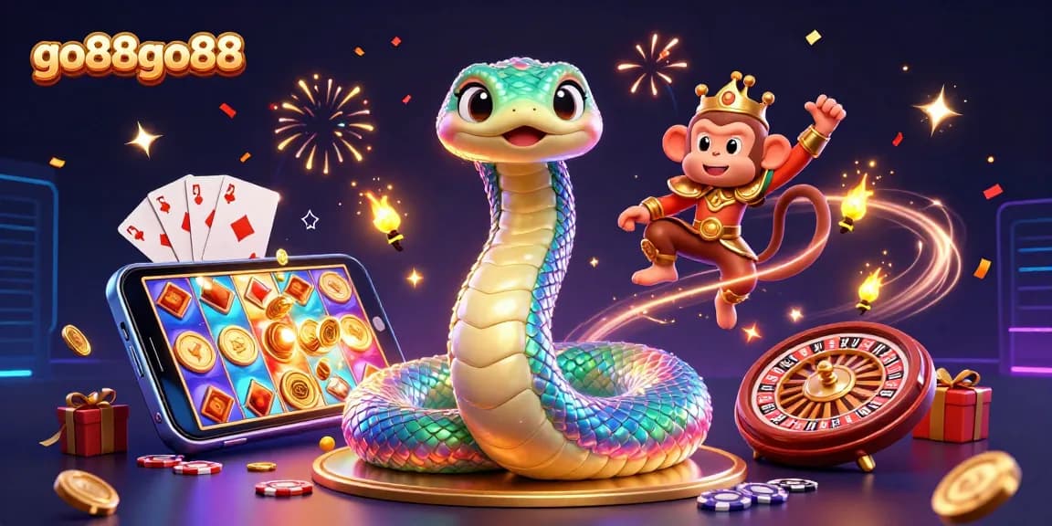 Experience the excitement of go88go88 with vibrant gaming elements and energetic characters in a magical casino scene.