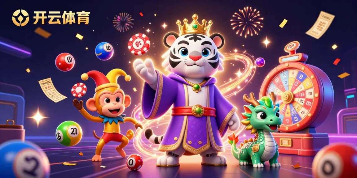 Experience exhilarating gaming action with 开云体育, featuring a cartoon tiger, monkey, and jade dragon amid vibrant casino elements.