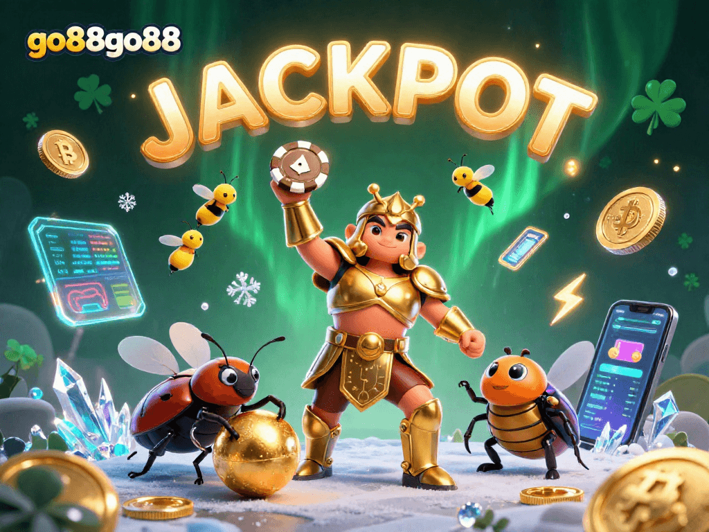 Win big with go88go88 in this vibrant illustration showcasing interactive gaming elements and characters.