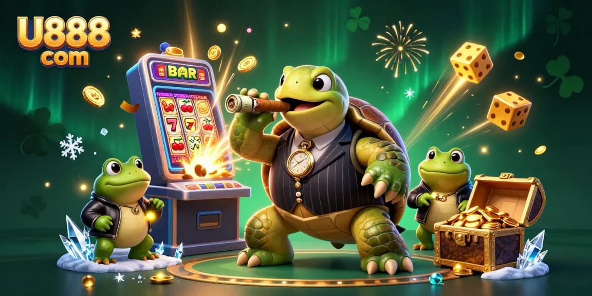 Experience winning moments at U888 com with a vibrant 3D casino scene featuring thrilling game elements.