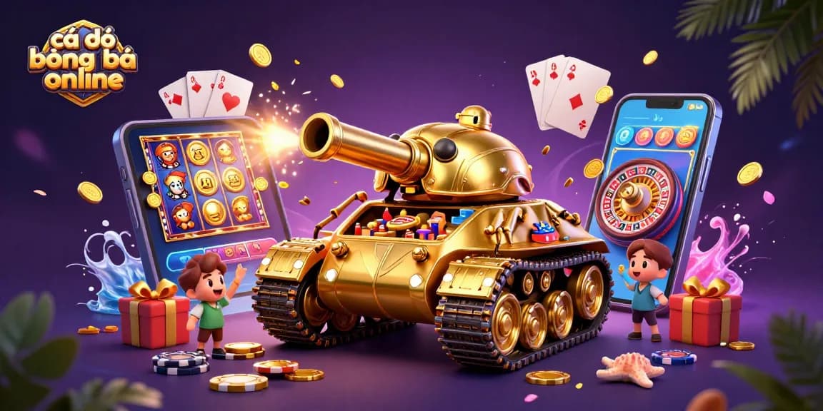 Experience cá độ bóng đá online with a vibrant illustration featuring a golden beetle tank casino and exciting gaming action.