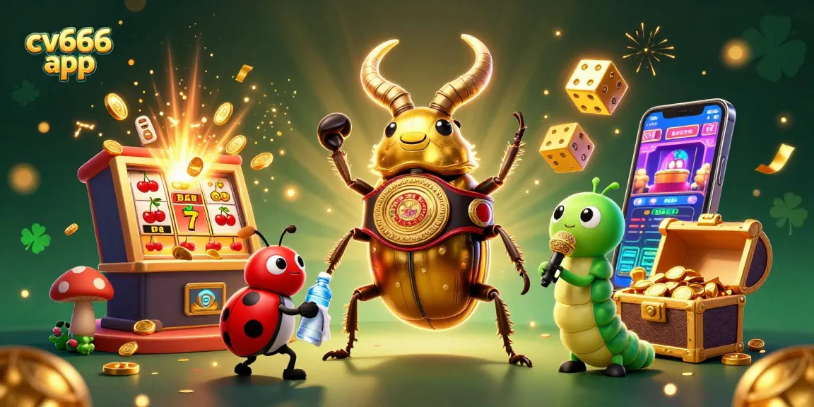Engage with the cv666 app through an exciting 3D casino-themed illustration showcasing vibrant characters and jackpots.