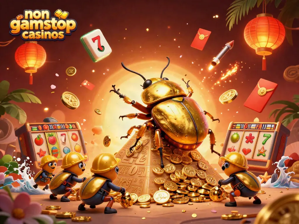 Experience the excitement of non gamstop casinos in this vibrant 3D casino-themed illustration.