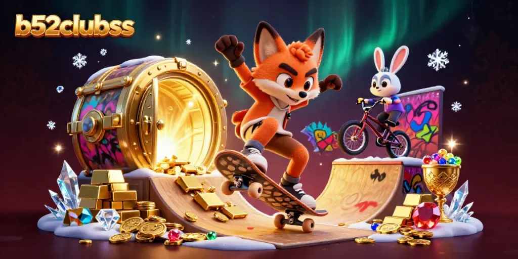 Experience thrilling gameplay with b52clubsss featuring 3D cartoon characters in a vibrant casino scene.