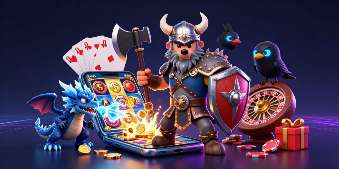 Join the exciting action with keonhacai5 as the Viking wolf warrior battles alongside a fierce dragon in a vibrant casino scene.