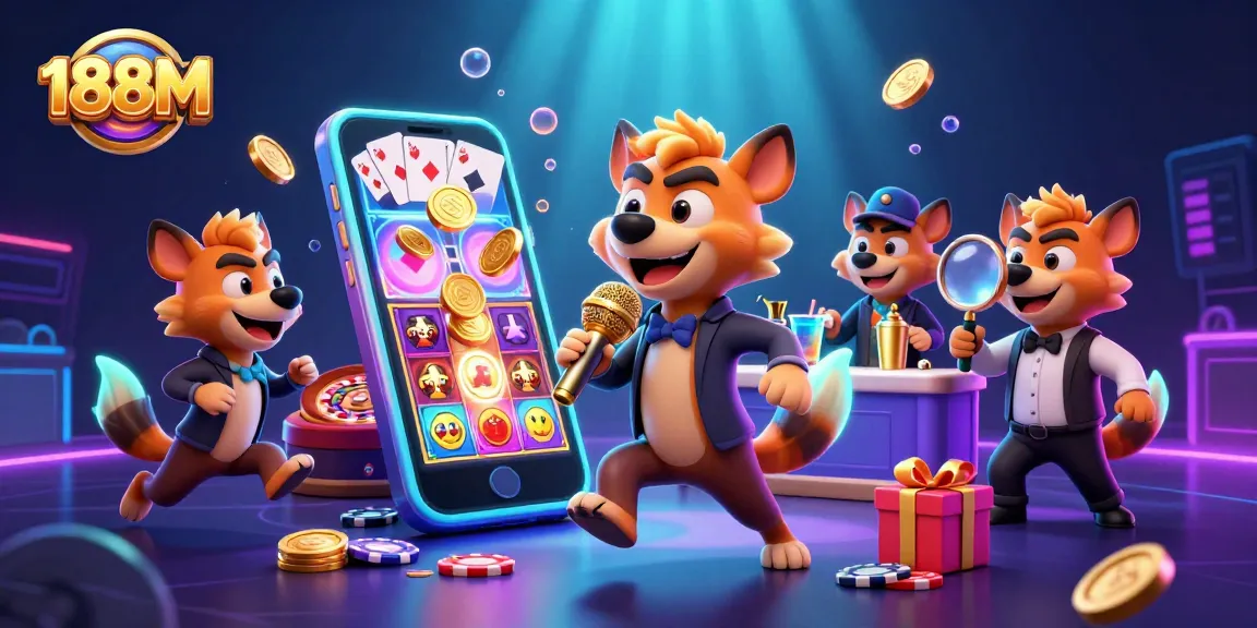Experience the 188M comedy casino with hyenas entertaining guests amidst vibrant slot games and casino fun.