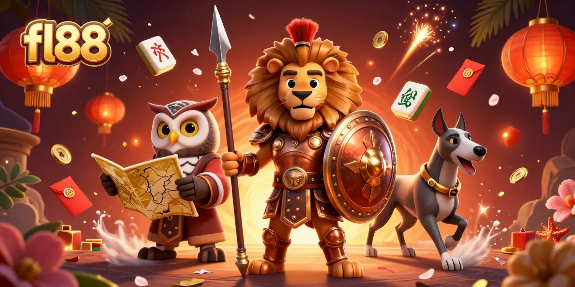 Engage in epic gaming with fl88's vibrant casino scene featuring strategic characters.