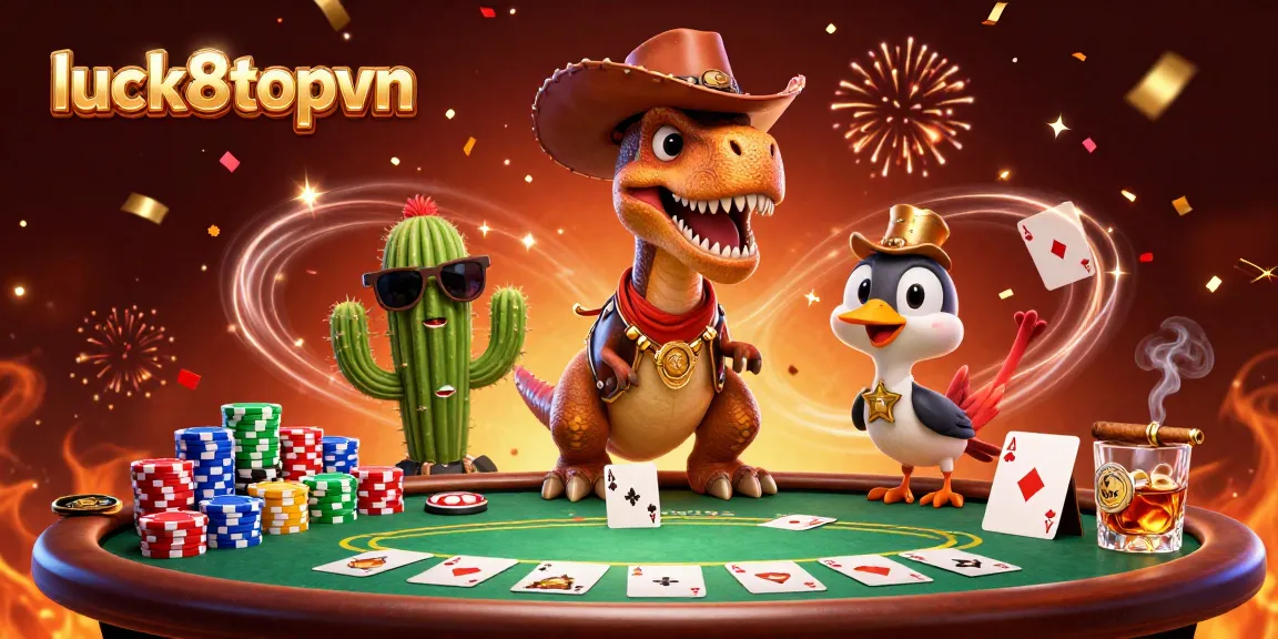 Engage with luck8topvn's lively gaming scene featuring fun characters and vibrant casino elements.