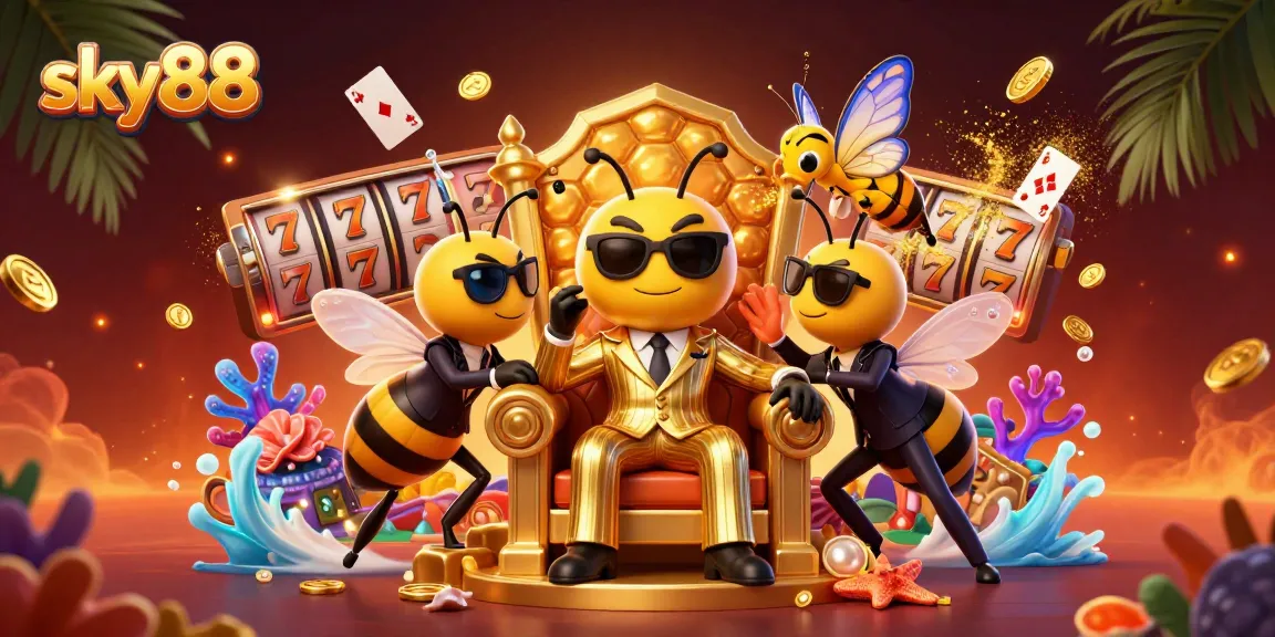 Experience thrilling jackpots and slot games at sky88 in this vibrant 3D casino illustration.