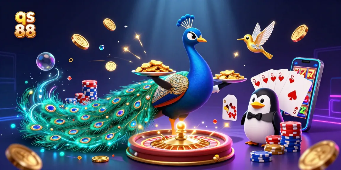 Engage in thrilling gaming experiences at qs 88 with vibrant 3D illustration featuring casino elements.