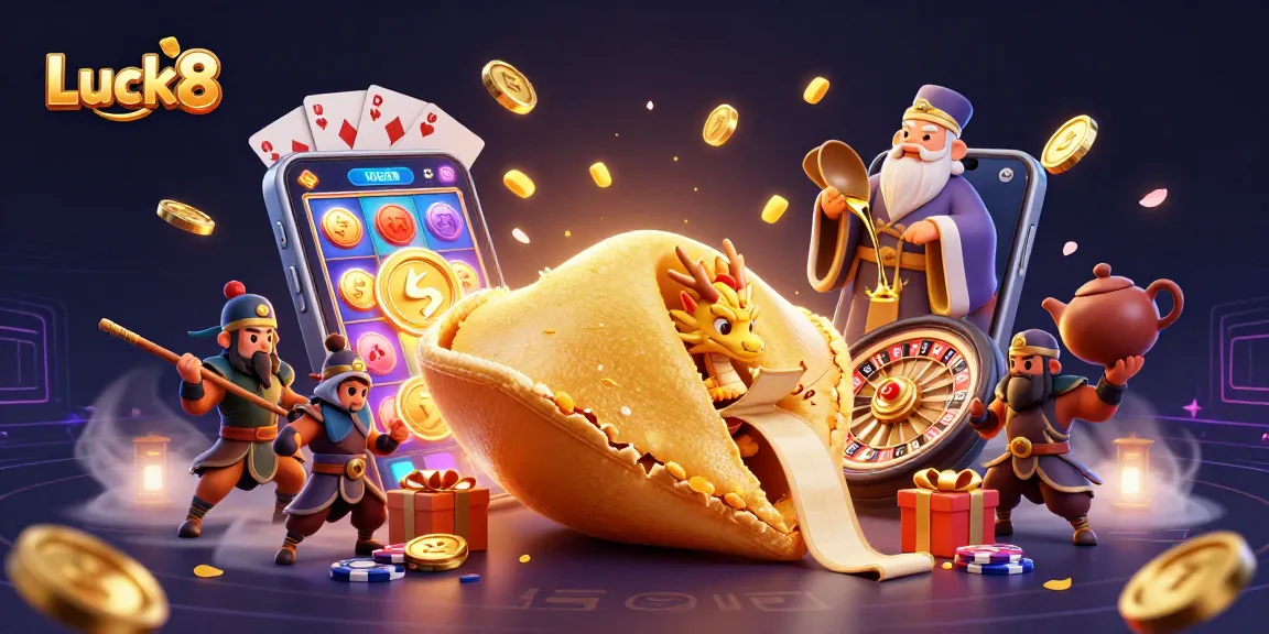 Experience winning with Luck8 in this vibrant, animated casino-themed scene.
