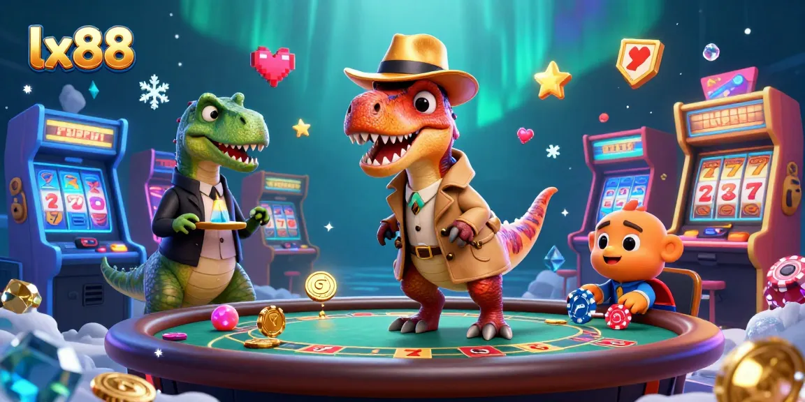 Engage with lx88's thrilling blackjack scene featuring vibrant characters and colorful casino elements.