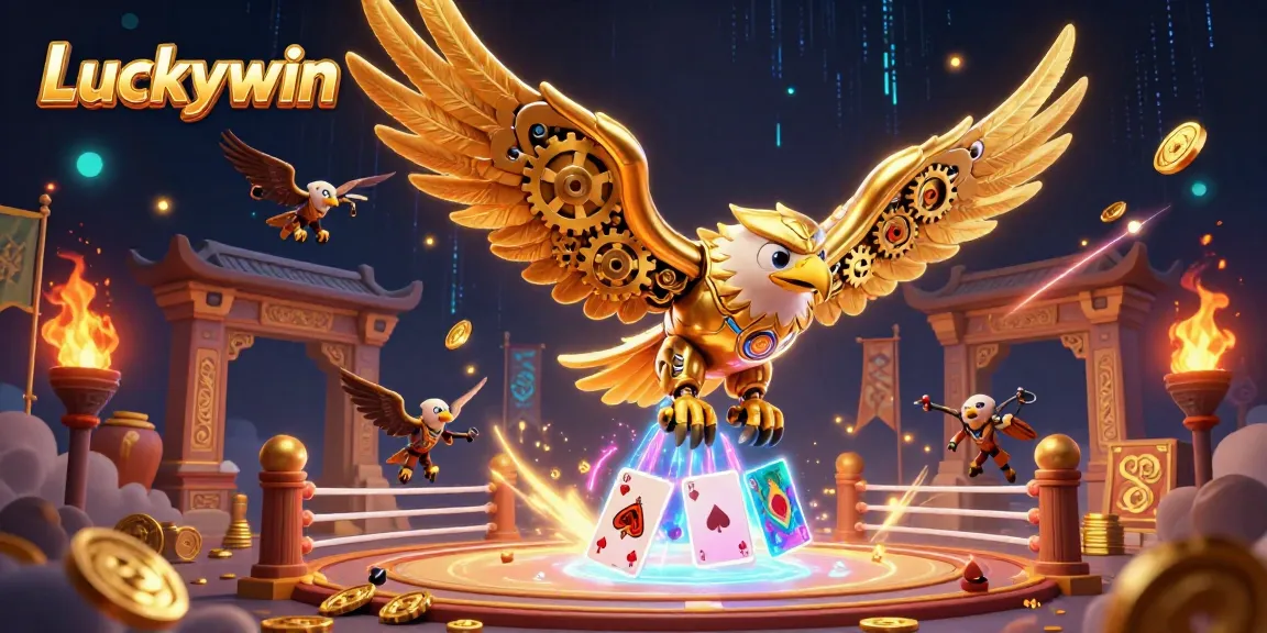 Experience the thrill of Luckywin with a dynamic scene showcasing gambling excitement and vibrant game elements.