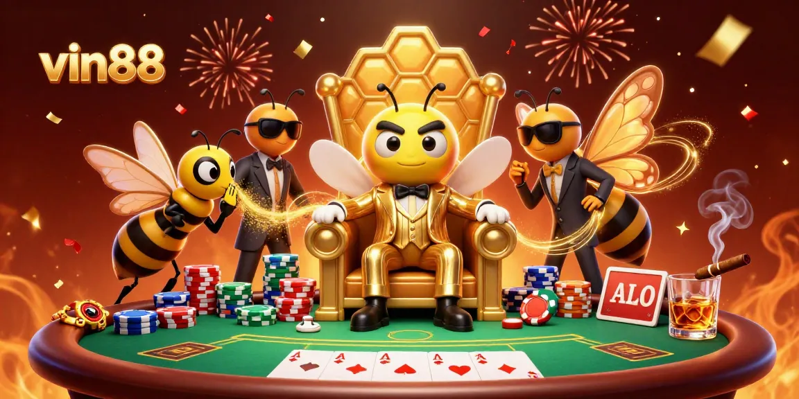 Engage in high-stakes action with vin88's vibrant casino scene featuring a charismatic bumblebee mob boss.