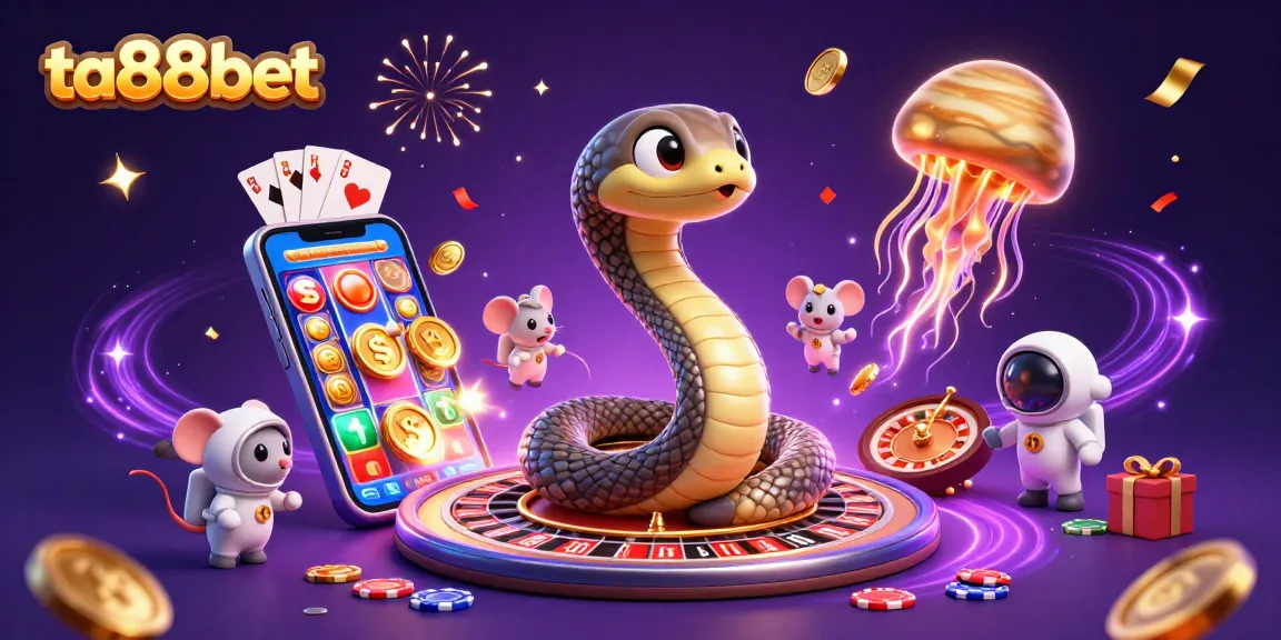 Spin the reels in cosmic style with ta88bet's vibrant 3D casino illustration, where fun meets adventure.
