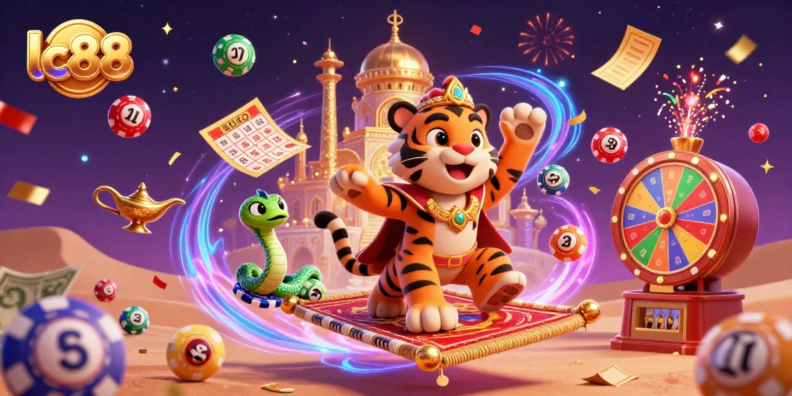Engage with lc88's exciting gaming atmosphere featuring a vibrant casino scene of jackpots and rewards.