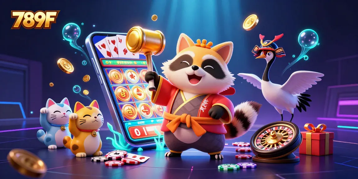 Experience the thrill of 789F with a cheerful tanuki, lively games, and dynamic casino elements!