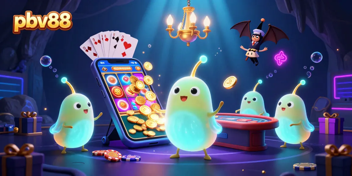 Experience excitement at pbv88 casino with glowworms illuminating gaming action and slots.