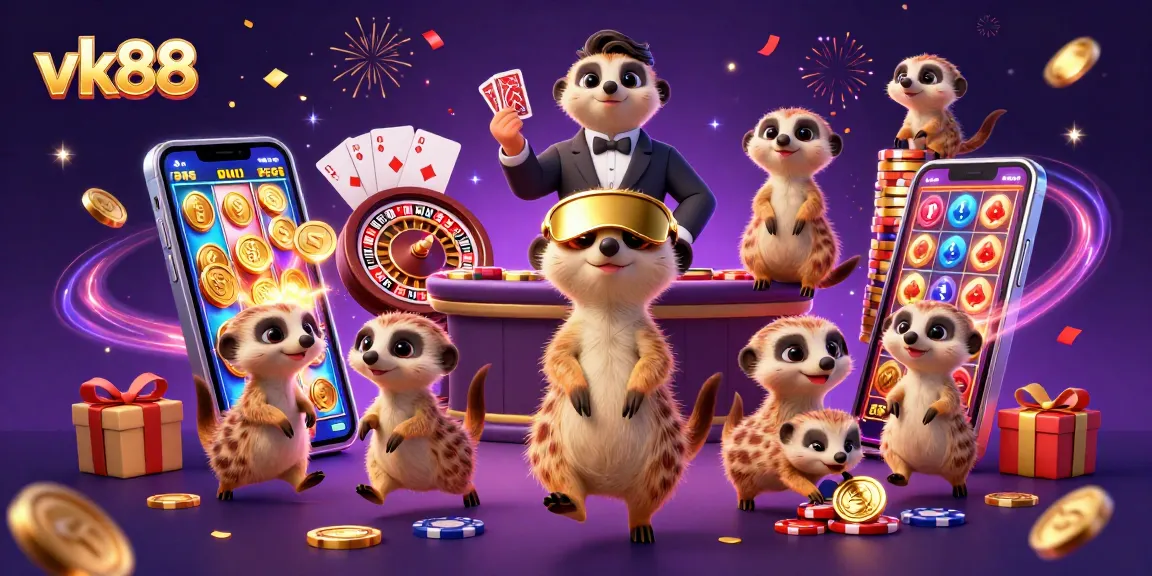 Engage with the vibrant vk88 casino scene featuring meerkats in a lively gaming operation.