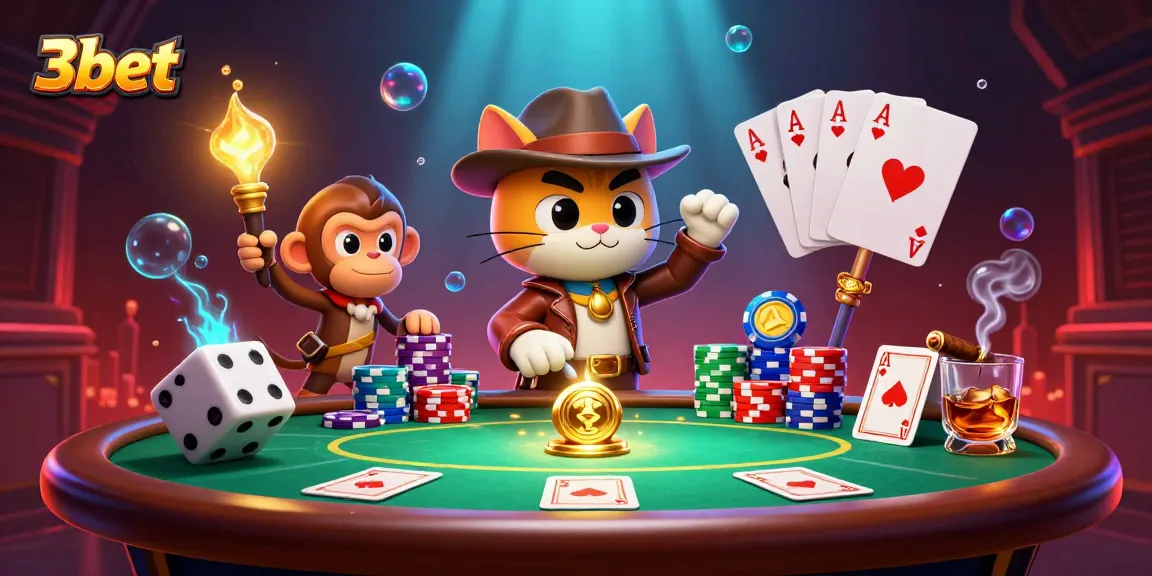Experience thrilling adventures with 3bet as the archaeologist cat uncovers treasures in a vibrant casino scene.