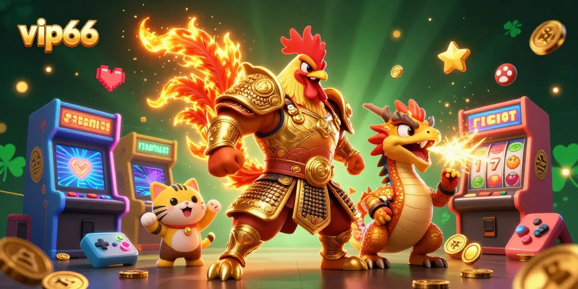 Engage with vip66's thrilling slot adventure featuring dynamic 3D characters and vibrant casino elements.