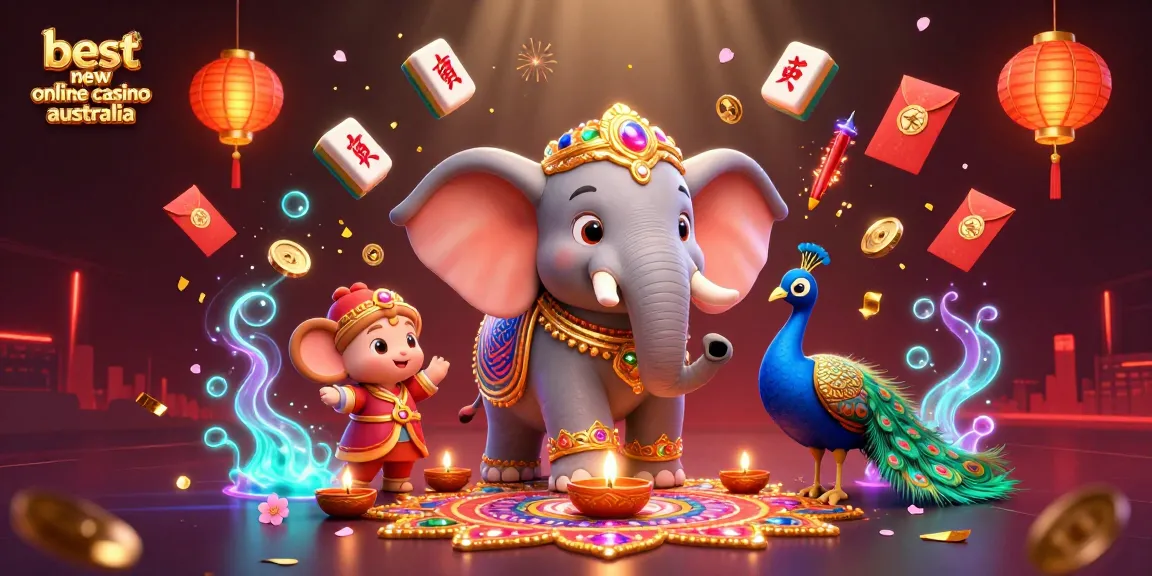 Experience the excitement at the best new online casino Australia with vibrant animals, festive decorations, and dynamic game elements.