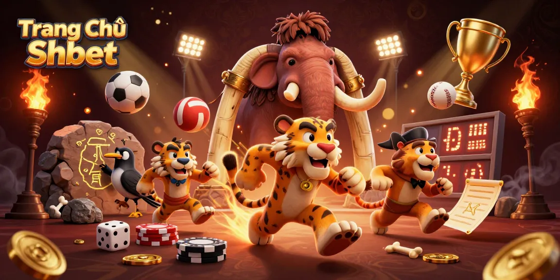 Experience the thrill of Trang Chủ Shbet with vibrant characters running a lively prehistoric casino.