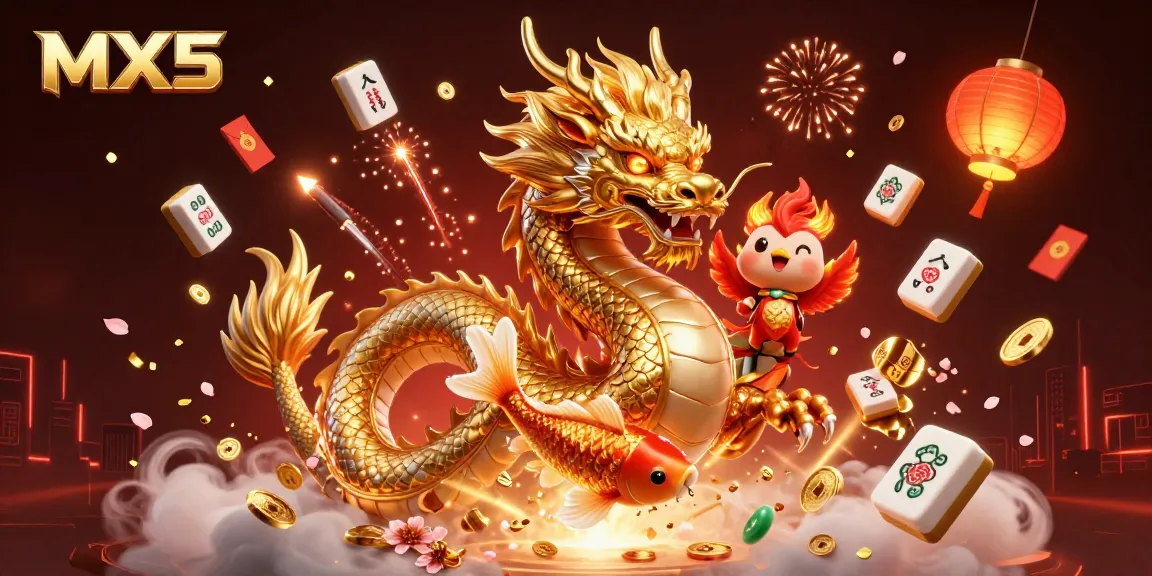 Experience thrilling gameplay with MX5, featuring a dynamic golden dragon and lucky koi fish.