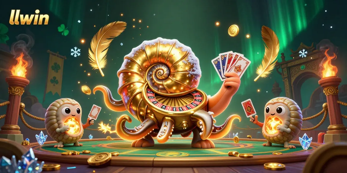 Engage with llwin's dynamic casino atmosphere featuring vibrant 3D nautilus and games elements.